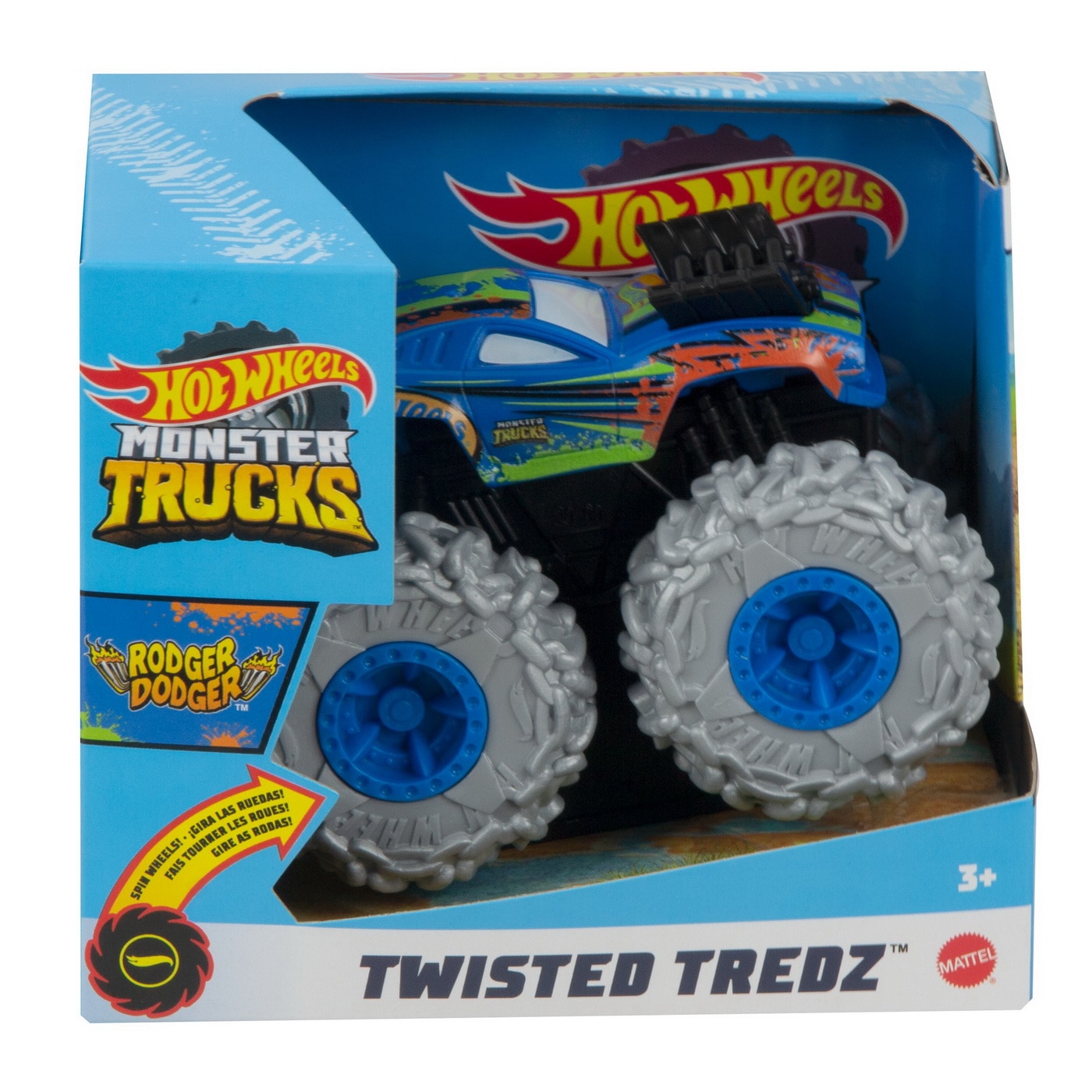 Masinuta Hot Wheels Monster Truck - Twister Tredz, Roger Dodger, 1:43