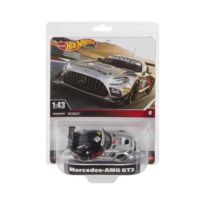 Количка Hot Wheels Premium - Real Riders Pop Culture, Mercedes Amg Gt3, 1:43