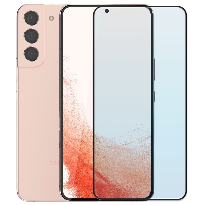 Folie din sticla securizata pentru Samsung Galaxy S22 Plus, HAMSTERBOX Glass Shield, Protectie completa ecran, Full face, Aplicare rapida, Case Friendly, Transparenta