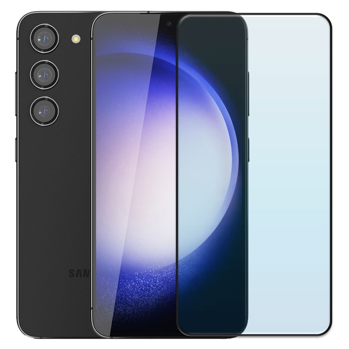 Folie din sticla securizata pentru Samsung Galaxy S23, HAMSTERBOX Glass Shield, Protectie completa ecran, Full face, Aplicare rapida, Case Friendly, Transparenta