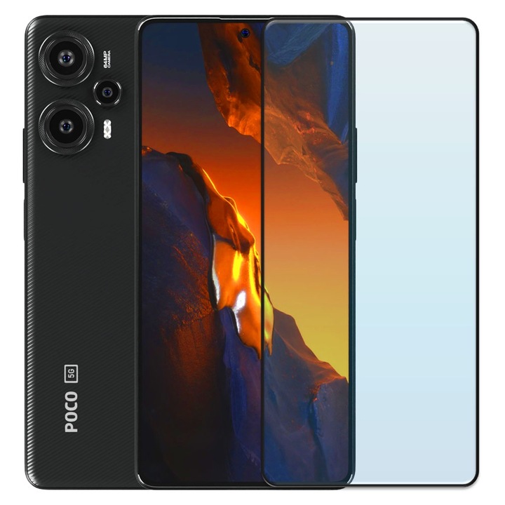 Folie din sticla securizata pentru Xiaomi Poco F5, HAMSTERBOX Glass Shield, Protectie completa ecran, Full face, Aplicare rapida, Case Friendly, Transparenta