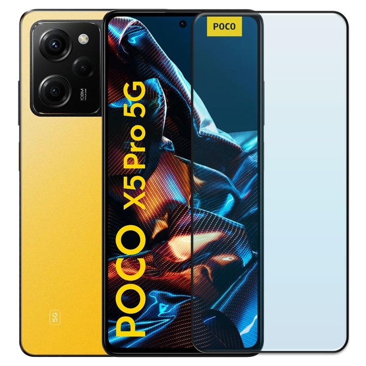Folie din sticla securizata pentru Xiaomi Poco X5 Pro, HAMSTERBOX Glass Shield, Protectie completa ecran, Full face, Aplicare rapida, Case Friendly, Transparenta