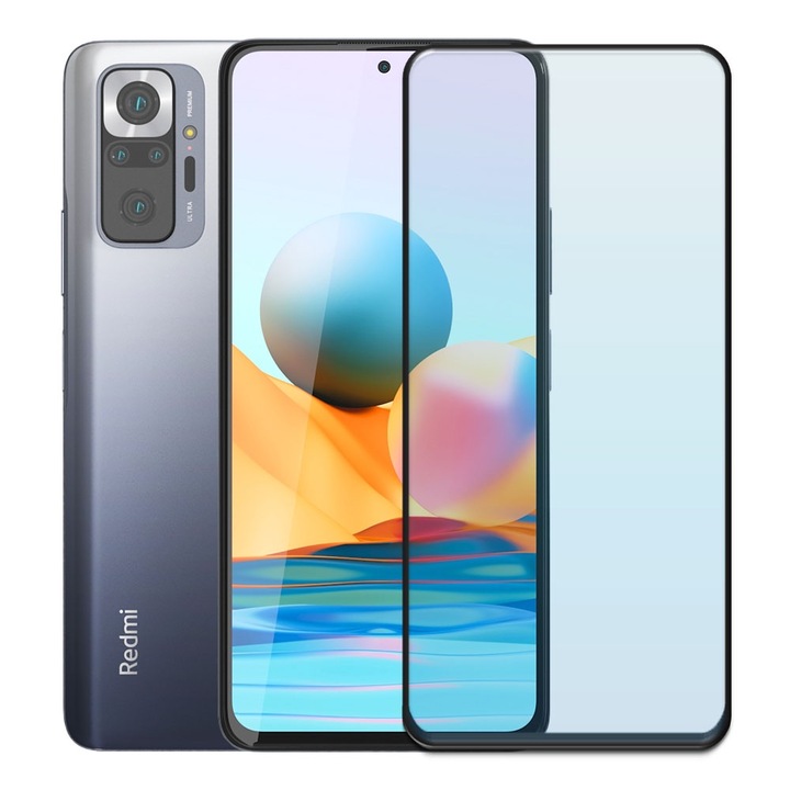 Folie din sticla securizata pentru Xiaomi Redmi Note 10 Pro, HAMSTERBOX Glass Shield, Protectie completa ecran, Full face, Aplicare rapida, Case Friendly, Transparenta