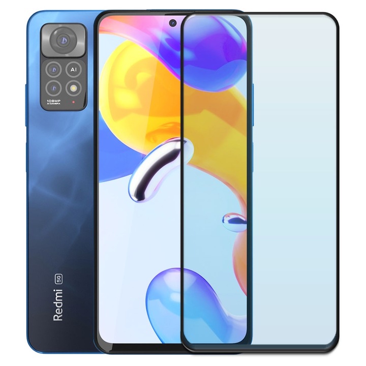 Folie din sticla securizata pentru Xiaomi Redmi Note 11 Pro 5G, HAMSTERBOX Glass Shield, Protectie completa ecran, Full face, Aplicare rapida, Case Friendly, Transparenta