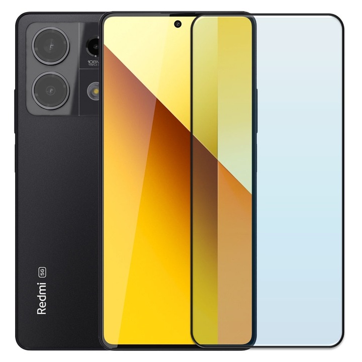 Folie din sticla securizata pentru Xiaomi Redmi Note 13 5G, HAMSTERBOX Glass Shield, Protectie completa ecran, Full face, Aplicare rapida, Case Friendly, Transparenta