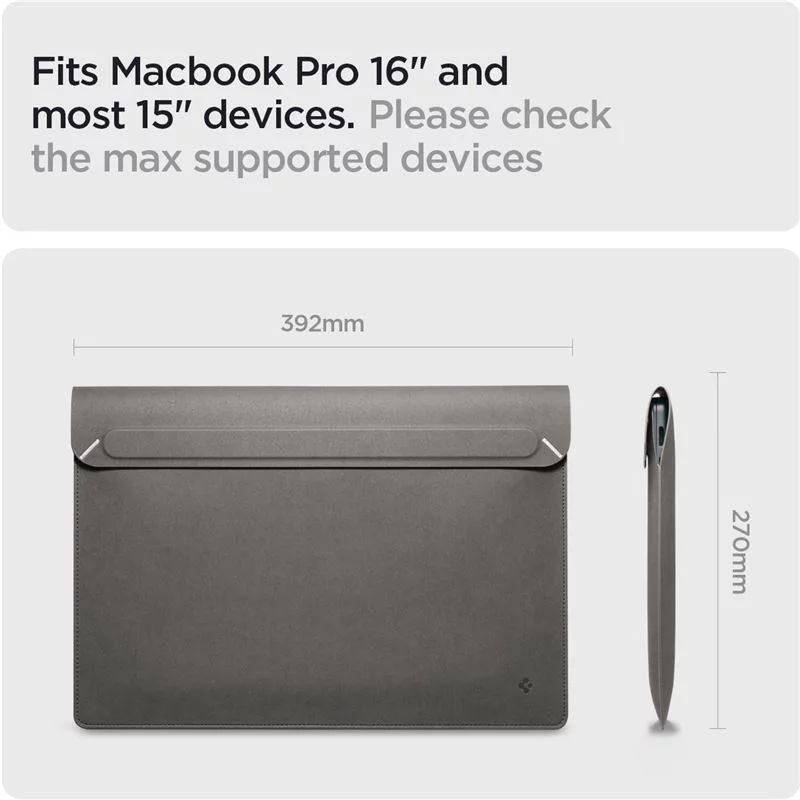 Geanta laptop Spigen Valentinus S, 16 inch, Gri, Textil, compatibil ...