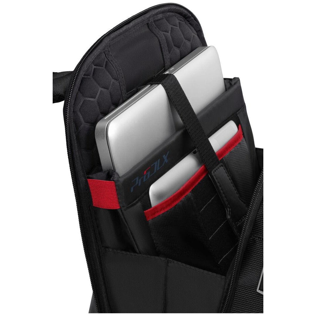 Rucsac laptop Samsonite PRO-DLX 6, textil, 14.1 inch, negru/rosu, 41x28x14cm