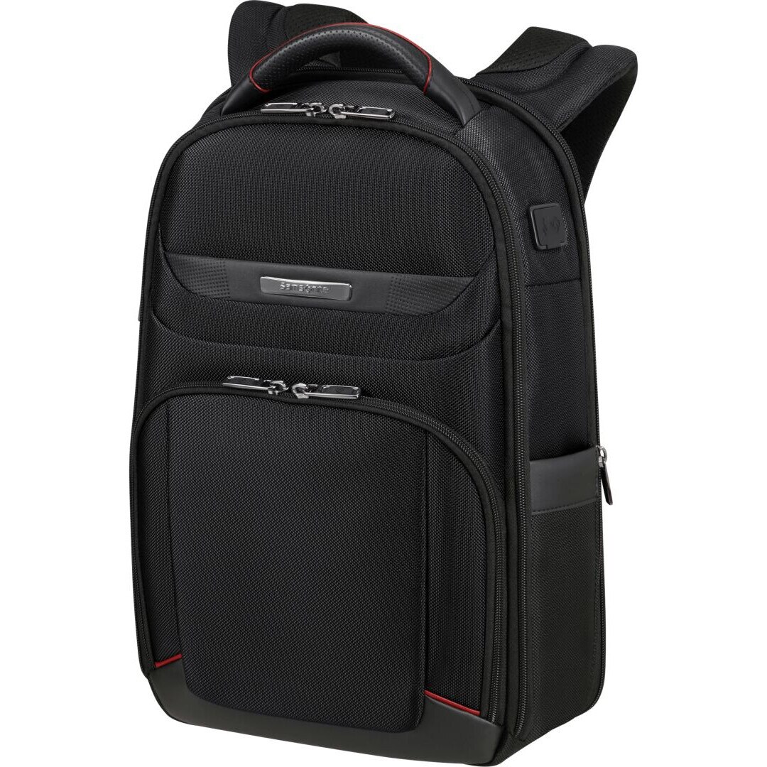 Rucsac laptop Samsonite PRO-DLX 6, textil, 14.1 inch, negru/rosu, 41x28x14cm