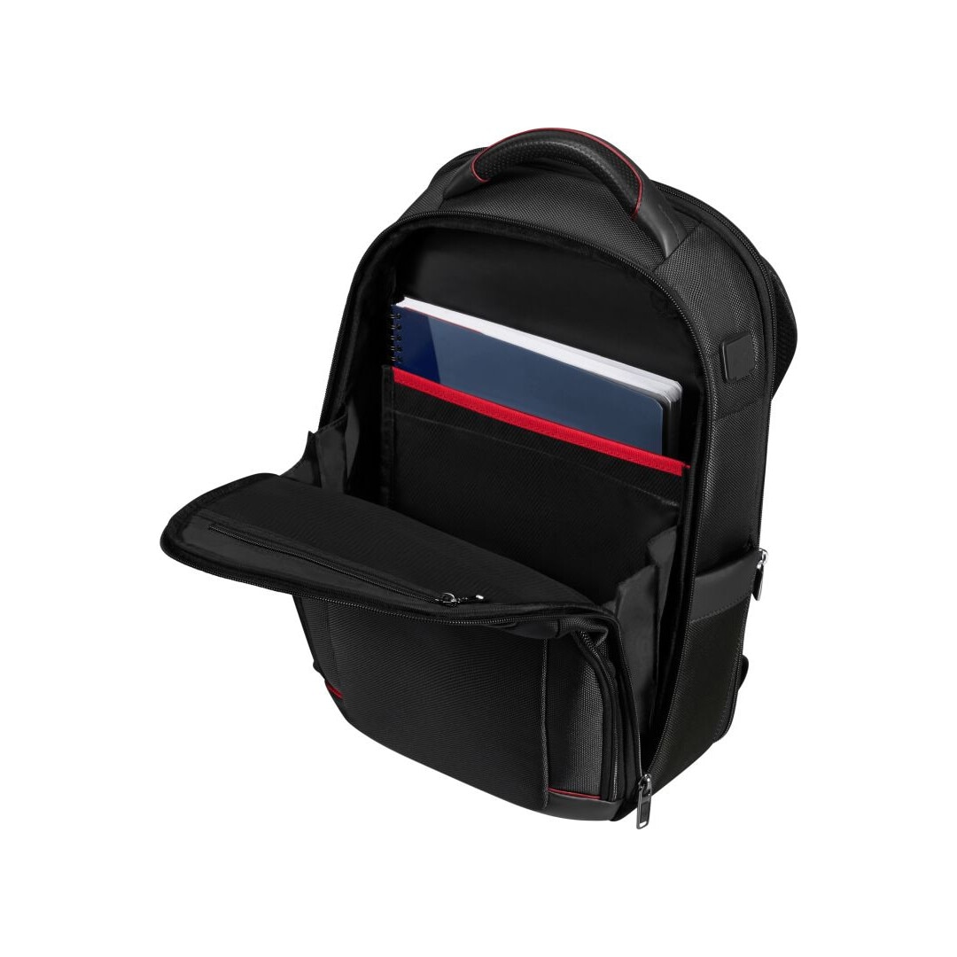 Rucsac laptop Samsonite PRO-DLX 6, textil, 14.1 inch, negru/rosu, 41x28x14cm