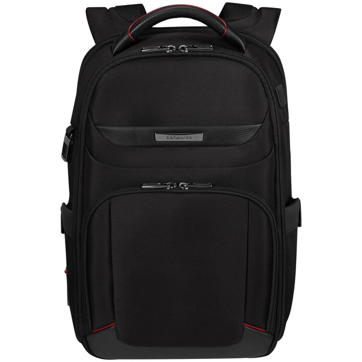 Rucsac laptop Samsonite PRO-DLX 6, textil, 14.1 inch, negru/rosu, 41x28x14cm