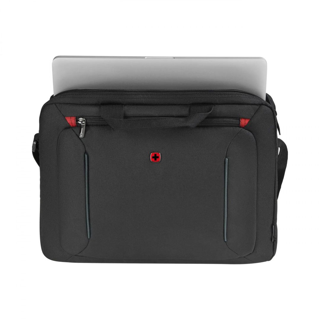 Geanta laptop Wenger BQ, 14"-16", textil, negru/rosu, 43x31x6cm