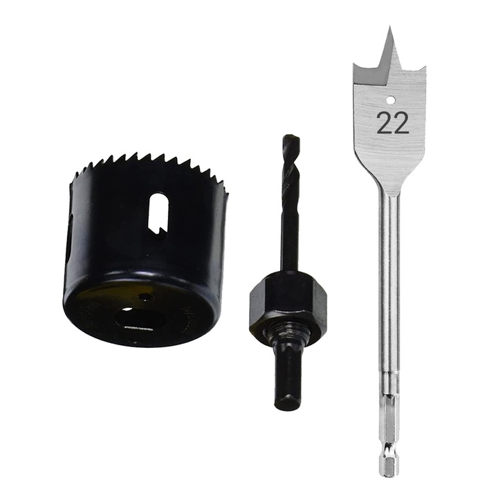 Set Burghiu Plat Pentru Usa, Rodex, 22-48Mm, 3Buc Intarit, 1/4 Hexagonal, Abft2248, 60