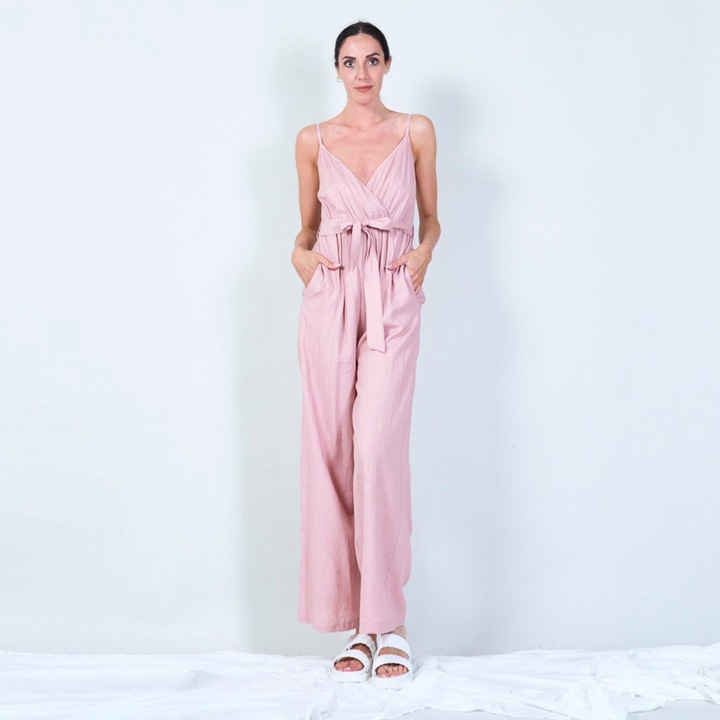 DOREMI overál, vászon, Chic, Smart Casual, zsinórral, Rose Pal, egy méret