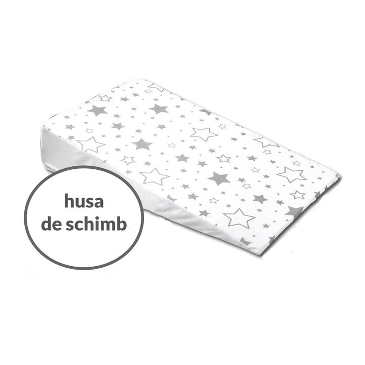 Husa schimb impermeabila pentru perna antireflux multifunctionala 70x40 cm Kidizi® Galaxy Grey