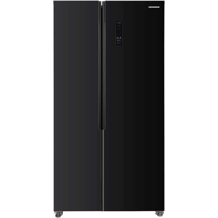Heinner HSBS-HM422NFGBKE++ Side by side hűtőszekrény, 442 l, No Frost, E energiaosztály, Display, Smart, M 176,5 cm, Fekete