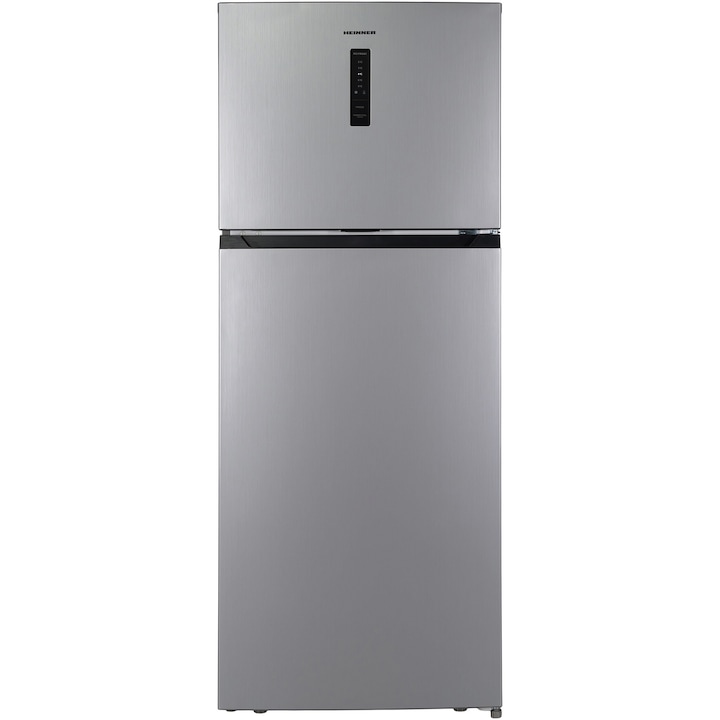 Хладилник с 2 врати Heinner HF-HM415NFSE++, 415 л, Full No Frost, Клас E, Dual Inverter Compressor, Display, Child Lock, H 178 см, Silver