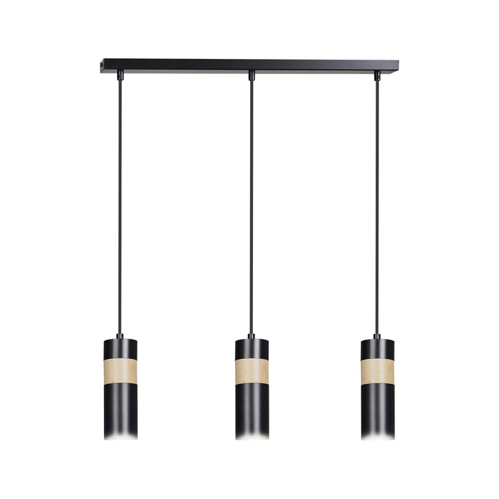 Lustra suspendata EMIBIG Lighting AKARI, 3 surse de lumina, negru