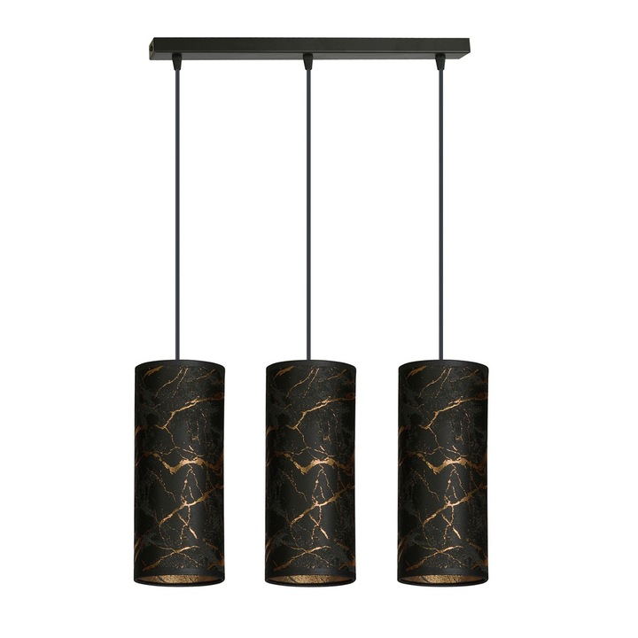 Lustra KARLI, EMIBIG Lighting, 3 surse de lumina, design marmorat, negru