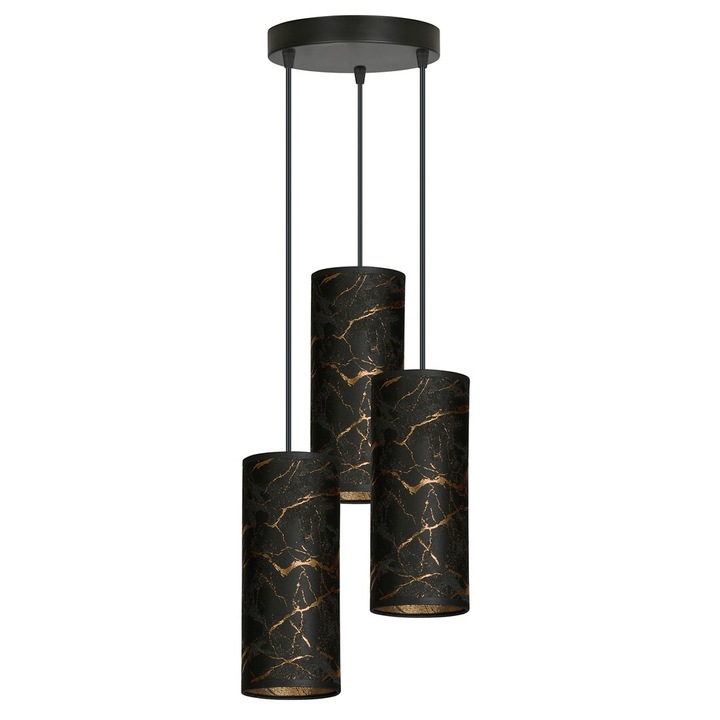 Lustra KARLI, EMIBIG Lighting, 3 surse de lumina, design marmorat, negru