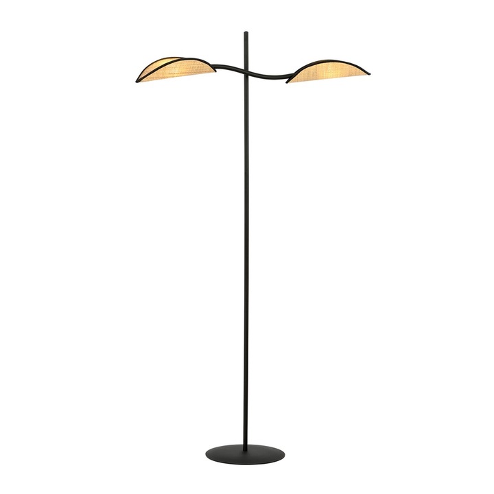 Lampa de podea LOTUS LP2, Emibig, neagra, abajur maro, 150x82cm