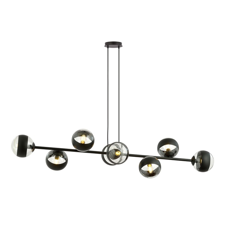 Lustra suspendata EMIBIG Lighting ROSSI, 8 surse lumina, negru/alb