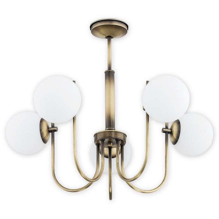 Полилей Lemir Ape 5 светлини, златист/бял мат, 65x65x54см