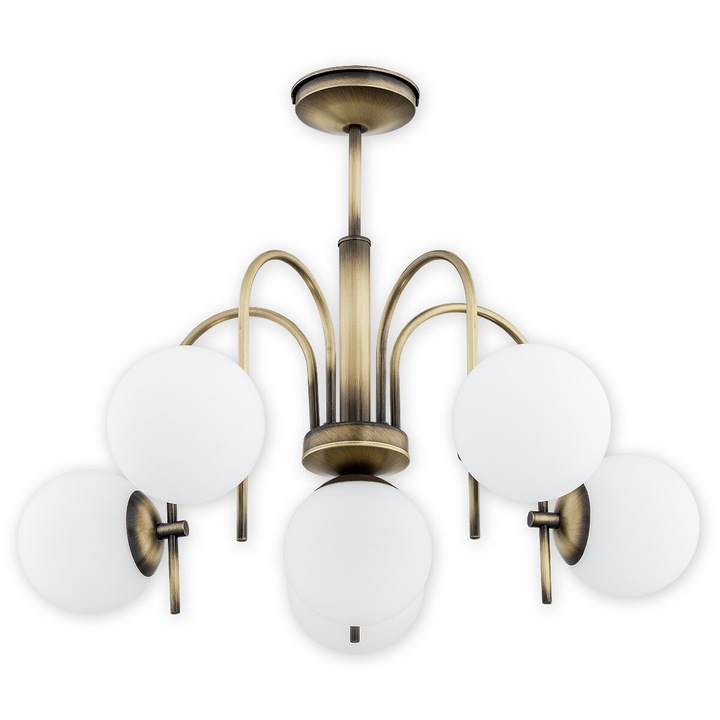 Candelabru Lemir, 6 lumini, auriu/alb mat, 65 x 65 x 54 cm