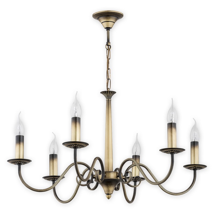 Candelabru de perete clasic Lemir Asti patina cu 6 becuri LED E14