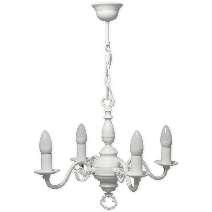 Candelabru Lemir Cereus 4 lumini LED E14 alb mat 50x50x55cm
