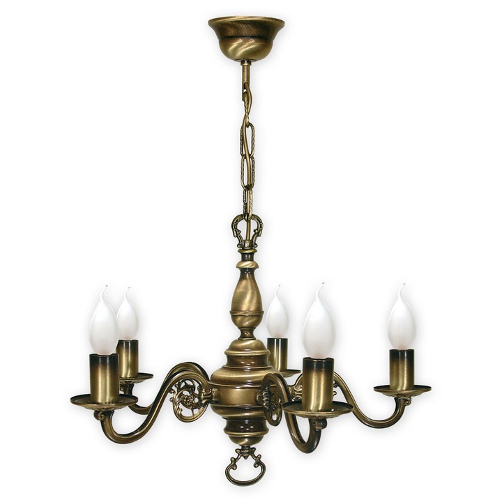 Candelabru de perete clasic Lemir Cereus patina cu 5 becuri LED E14