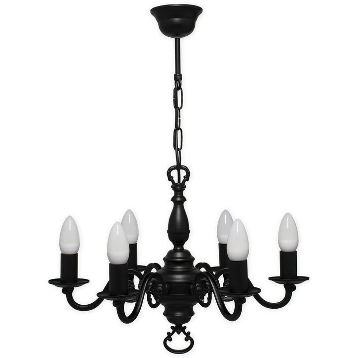 Полилей Lemir Cereus, 6 светлинни точки, черен мат, 50x55см