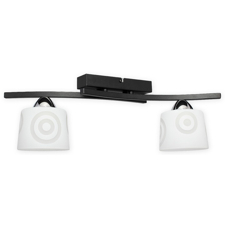 Plafoniera, Lemir, Otel / Sticla, Negru mat / Crom / Alb mat