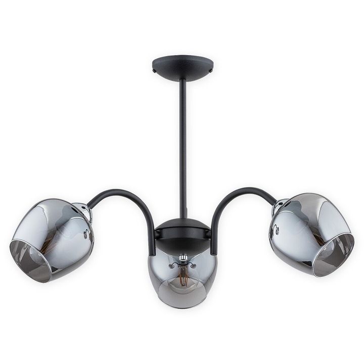 Candelabru Lemir, 3 becuri LED E27, negru mat/crom, 50x50x40cm