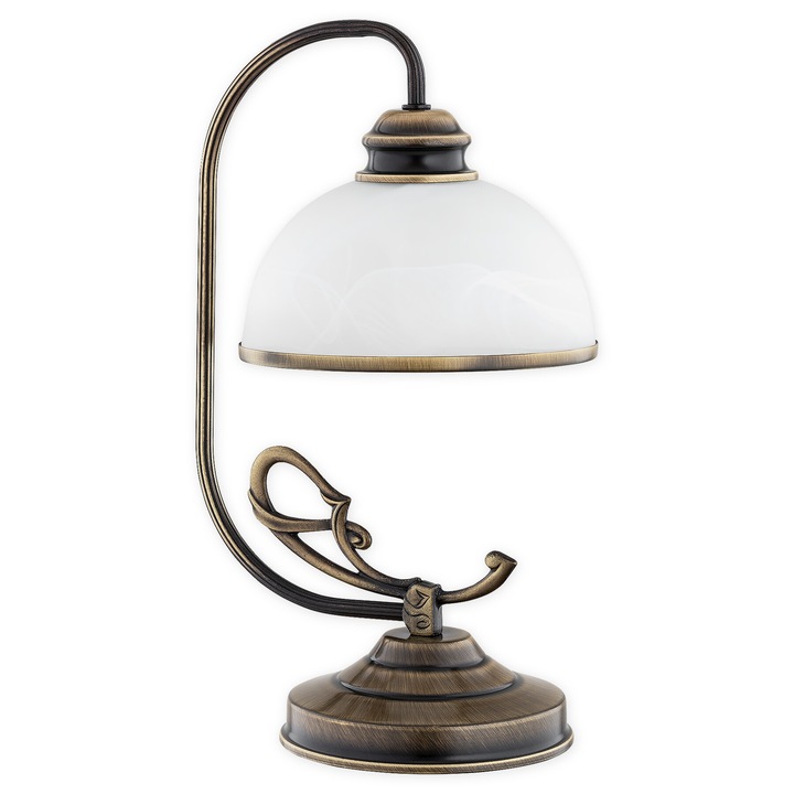 Lampa de masa Lemir Lambda, 1 punct luminos, alb, 26x19x35cm