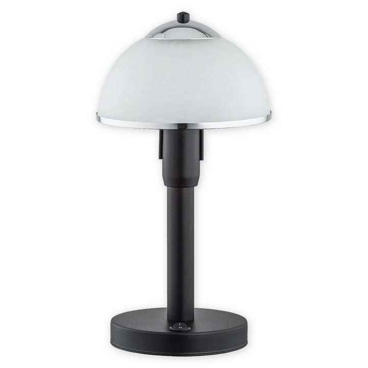 Lampa de masa Lava, Lemir, Otel, 1 x E27, 60W, IP20, 19x36cm, Alb/Negru mat