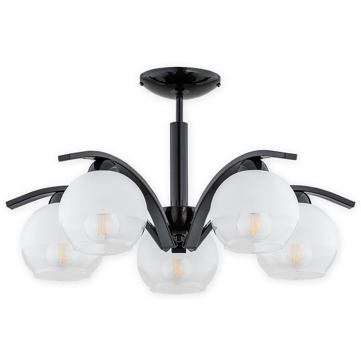 Candelabru de perete Lemir Leo negru lucios modern clasic cu 5 lumini LED E27 2+3