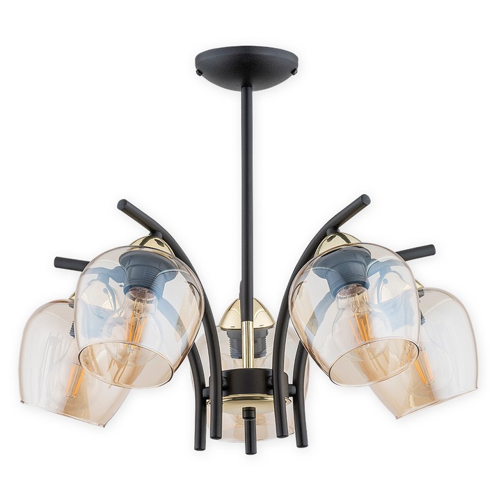 Полилей Lemir, 5 светлини, матово черно/златисто, 47 x 40 см