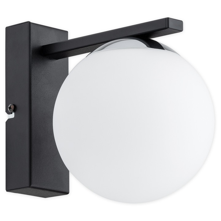 Aplica de perete Lemir Maya, otel, negru mat si crom, E14, 14x16cm