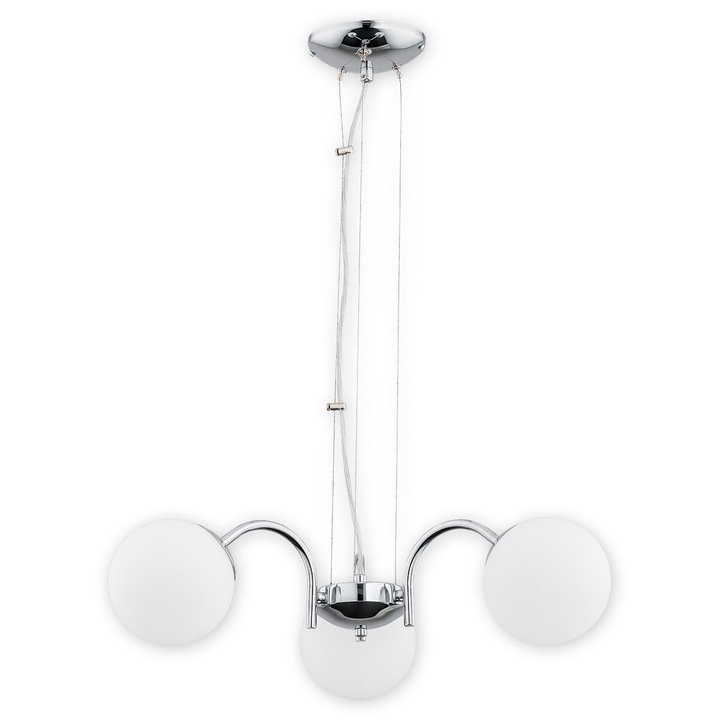 Candelabru Lemir Nol, 3 becuri E14, crom, alb mat, 30x100cm