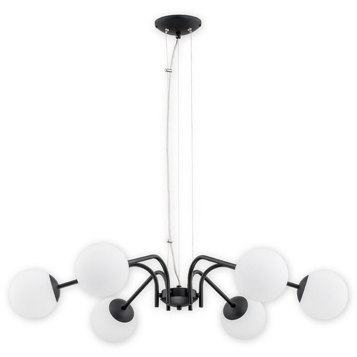 Candelabru Lemir Nol CZA, 6 lumini, negru mat - alb mat, 85x85x100cm