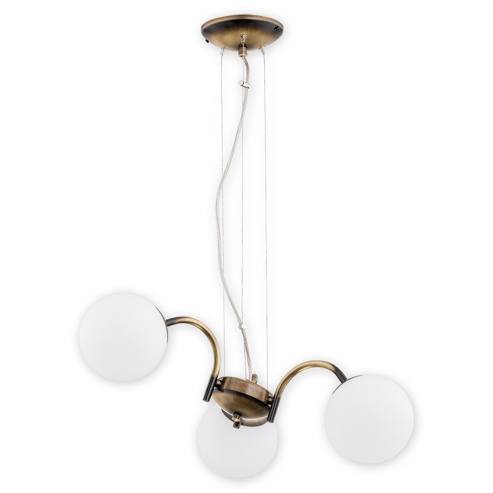 Candelabru de perete modern, Lemir, Otel, 3 becuri LED E14, Bronz / Alb