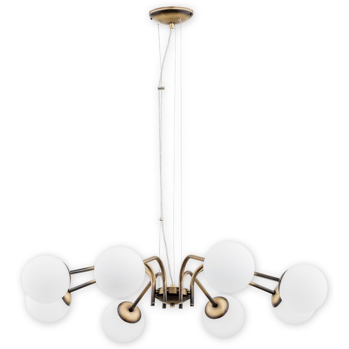 Candelabru de perete modern Lemir cu 8 becuri LED E14, Alb / Auriu