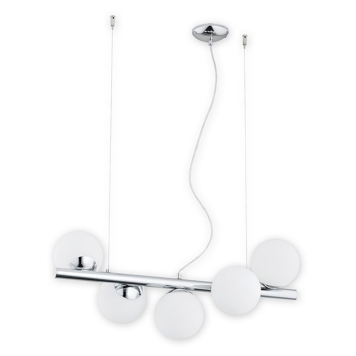 Aplica Lemir Osso chrom, 5 surse de lumina, E14, 72x28cm, alb mat