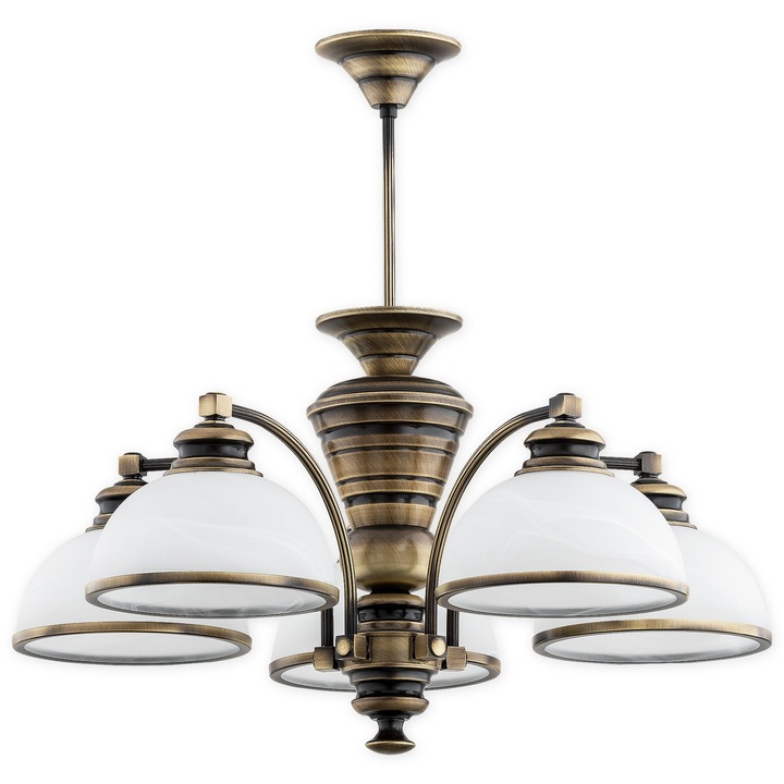 Candelabru Pelion PAT cu 5 lumini, auriu/alb, 60x60x55cm