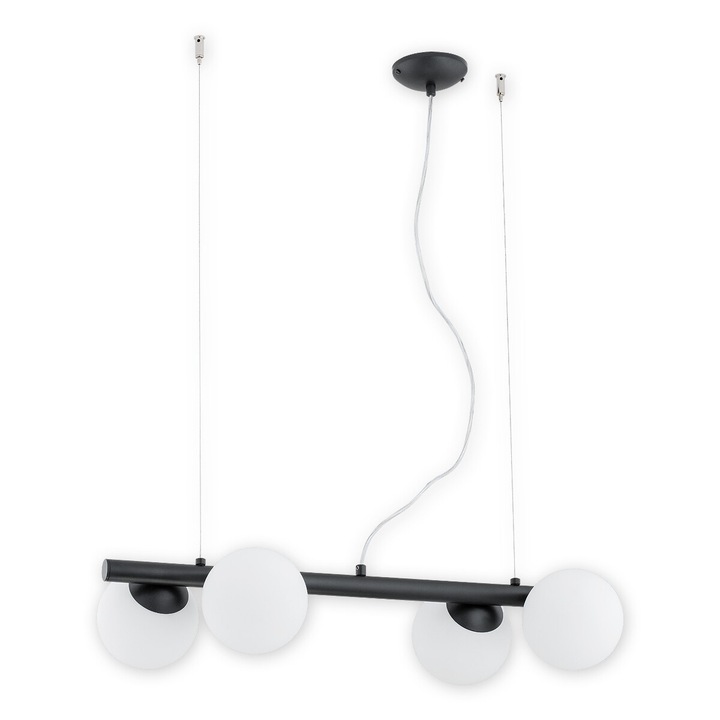 Lustra moderna, Lemir, Osso, neagra mata, cu 4 becuri LED, e14