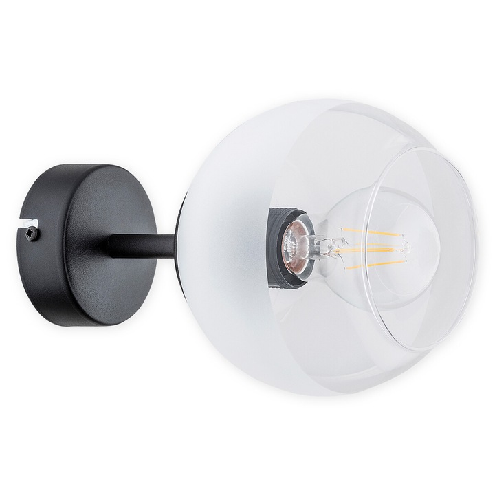 Aplica moderna Lemir Pinox negru mat cu 1 lumina LED E27 1