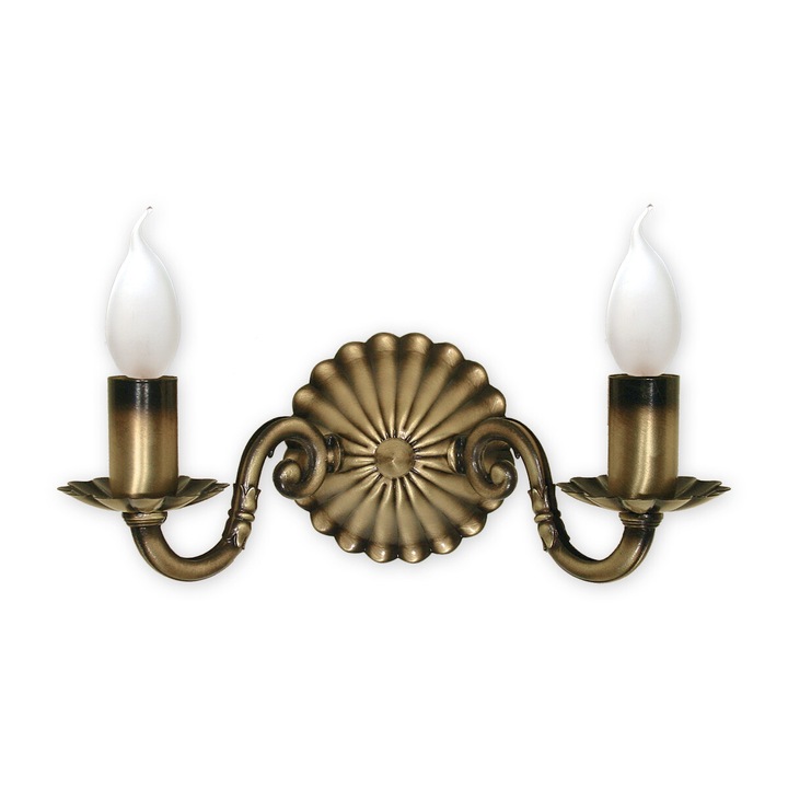 Lampa de perete clasica Lemir Prima patina cu 2 becuri LED E14 2