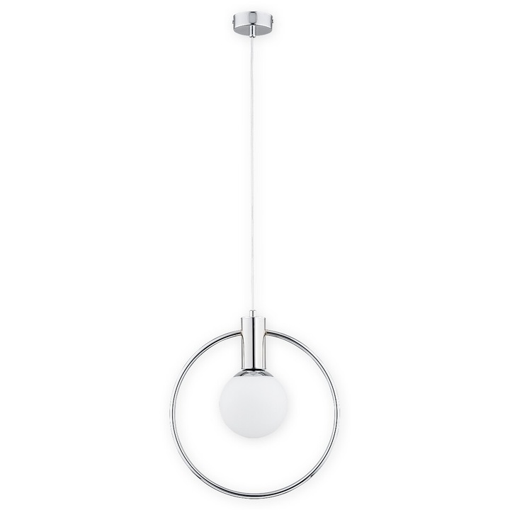 Pendul Lemir Rico, LED, crom, alb mat, inaltime reglabila 30-100cm