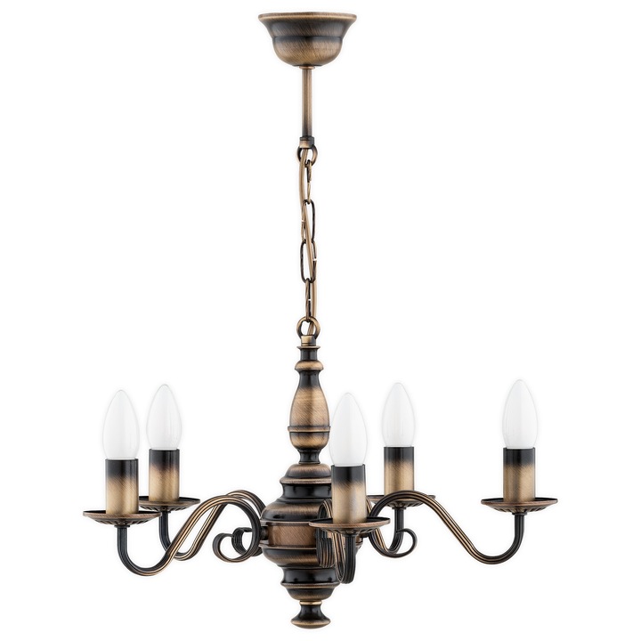 Candelabru Lemir Velita, 5 lumini E14, maro, 50x55cm
