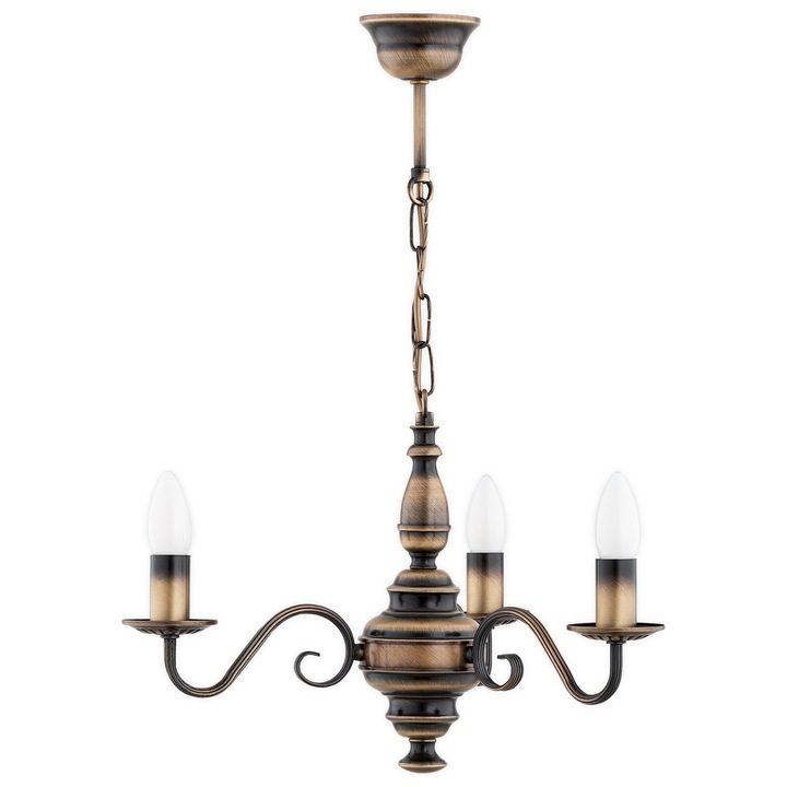 Candelabru Lemir Velita, 3 lumini, patina, 42x42x55cm